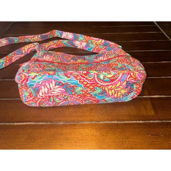 Vera Bradley Crossbody Diaper Bag Shoulder Paisley Floral Print Zip Front Pocket - Picture 5 of 14